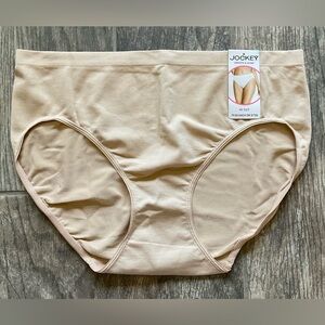 New Jockey Smooth & Shine Seamfree Hi Cut Panties Size 7/L or 8/XL Beige